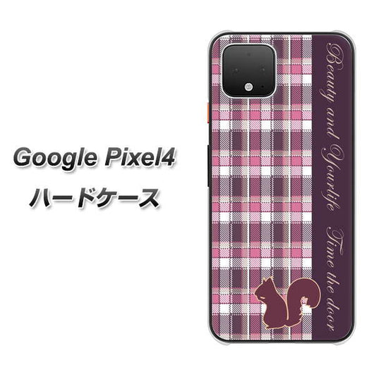 Google Pixel 4 高画質仕上げ 背面印刷 ハードケース【519 チェック柄にリス】