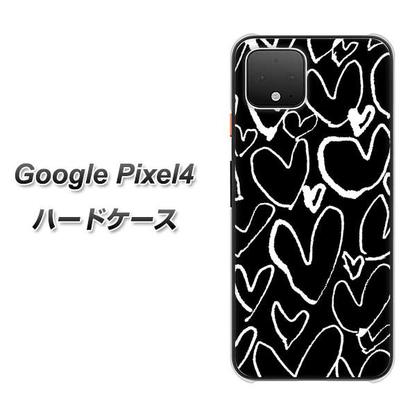 Google Pixel 4 高画質仕上げ 背面印刷 ハードケース【1124 ハート BK＆WH】