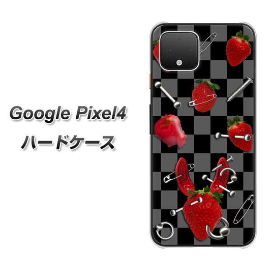 Google Pixel 4 高画質仕上げ 背面印刷 ハードケース【AG833 苺パンク（黒）】
