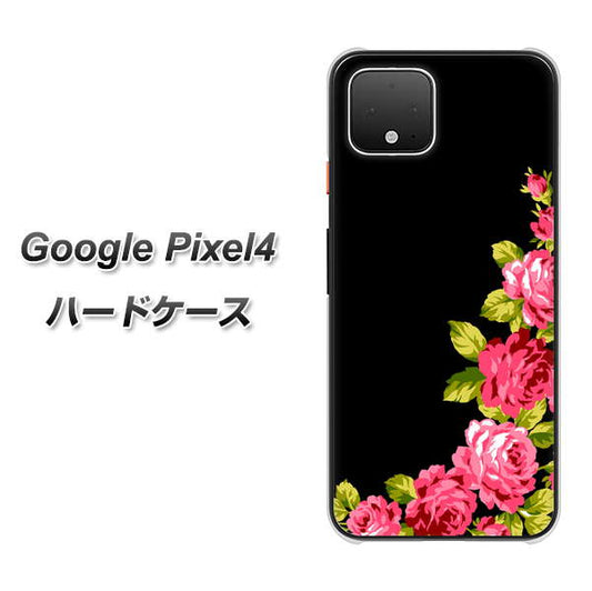 Google Pixel 4 高画質仕上げ 背面印刷 ハードケース【VA826 バラのフレーム(黒)】
