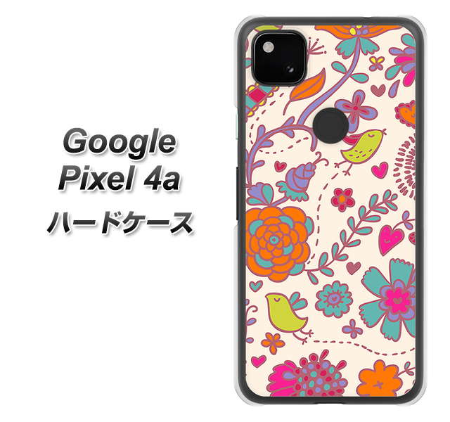 Google Pixel 4a 高画質仕上げ 背面印刷 ハードケース【323 小鳥と花】