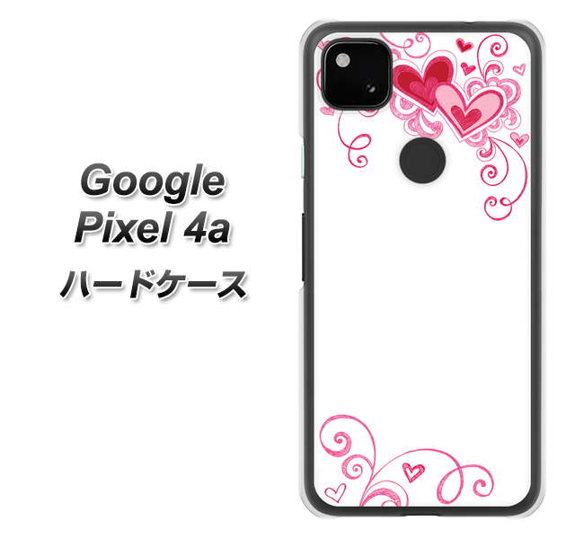 Google Pixel 4a 高画質仕上げ 背面印刷 ハードケース【365 ハートフレーム】