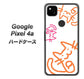 Google Pixel 4a 高画質仕上げ 背面印刷 ハードケース【1098 手まねきする3匹のネコ】