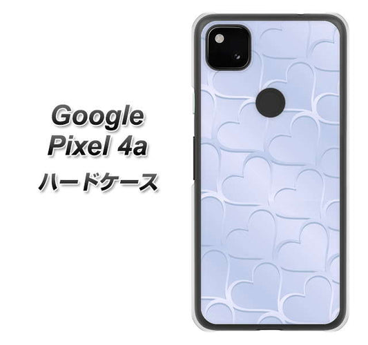 Google Pixel 4a 高画質仕上げ 背面印刷 ハードケース【1341 かくれハート（ライトブルー）】