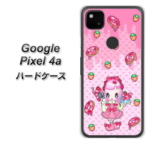 Google Pixel 4a 高画質仕上げ 背面印刷 ハードケース【AG816 ストロベリードーナツ（水玉ピンク）】