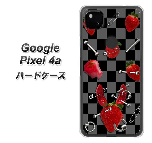 Google Pixel 4a 高画質仕上げ 背面印刷 ハードケース【AG833 苺パンク（黒）】