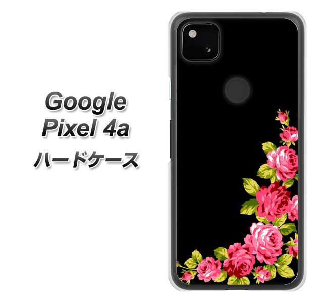 Google Pixel 4a 高画質仕上げ 背面印刷 ハードケース【VA826 バラのフレーム(黒)】