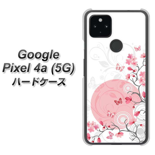 Google Pixel 4a (5G) 高画質仕上げ 背面印刷 ハードケース【030 花と蝶（うす桃色）】