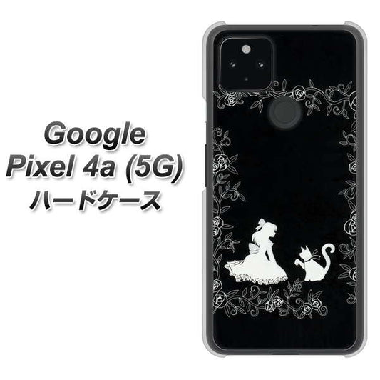 Google Pixel 4a (5G) 高画質仕上げ 背面印刷 ハードケース【1097 お姫様とネコ（モノトーン）】