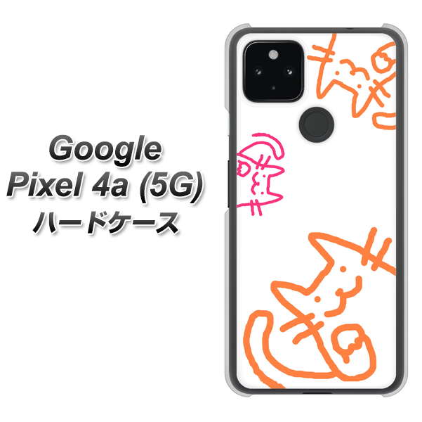 Google Pixel 4a (5G) 高画質仕上げ 背面印刷 ハードケース【1098 手まねきする3匹のネコ】