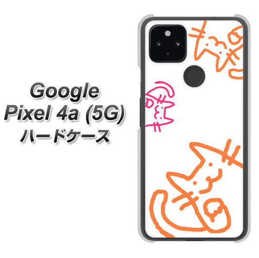 Google Pixel 4a (5G) 高画質仕上げ 背面印刷 ハードケース【1098 手まねきする3匹のネコ】