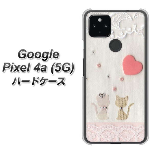 Google Pixel 4a (5G) 高画質仕上げ 背面印刷 ハードケース【1104 クラフト写真ネコ（ハートM）】