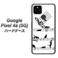 Google Pixel 4a (5G) 高画質仕上げ 背面印刷 ハードケース【1112 音符とじゃれるネコ2】