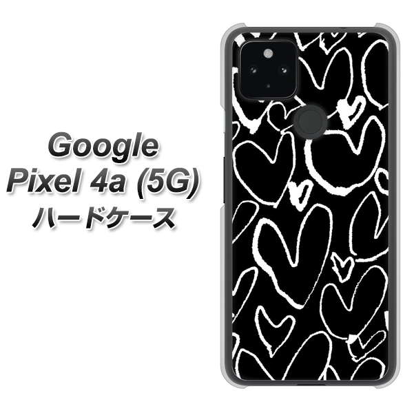 Google Pixel 4a (5G) 高画質仕上げ 背面印刷 ハードケース【1124 ハート BK＆WH】