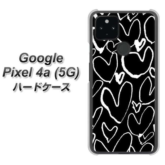 Google Pixel 4a (5G) 高画質仕上げ 背面印刷 ハードケース【1124 ハート BK＆WH】