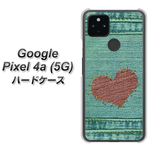 Google Pixel 4a (5G) 高画質仕上げ 背面印刷 ハードケース【1142 デニムとハート】