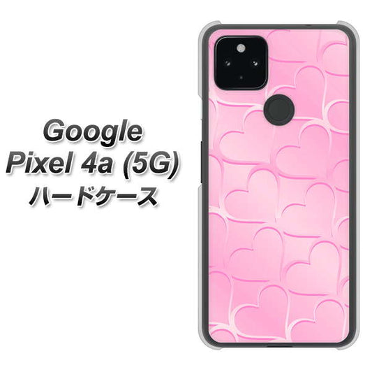 Google Pixel 4a (5G) 高画質仕上げ 背面印刷 ハードケース【1342 かくれハート（ピンク）】
