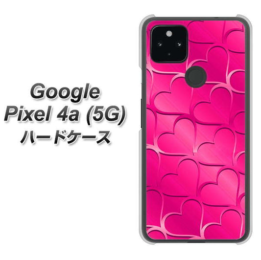 Google Pixel 4a (5G) 高画質仕上げ 背面印刷 ハードケース【1347 かくれハート（ショッキングピンク）】