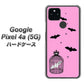 Google Pixel 4a (5G) 高画質仕上げ 背面印刷 ハードケース【AG808 こうもりの王冠鳥かご（ピンク×黒）】