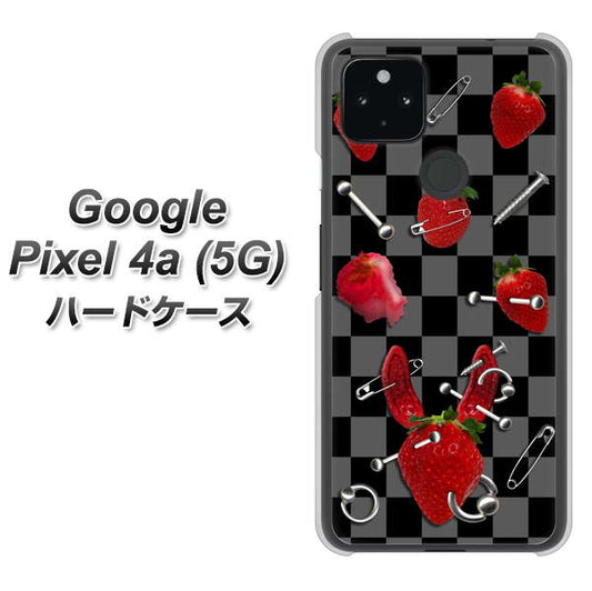 Google Pixel 4a (5G) 高画質仕上げ 背面印刷 ハードケース【AG833 苺パンク（黒）】
