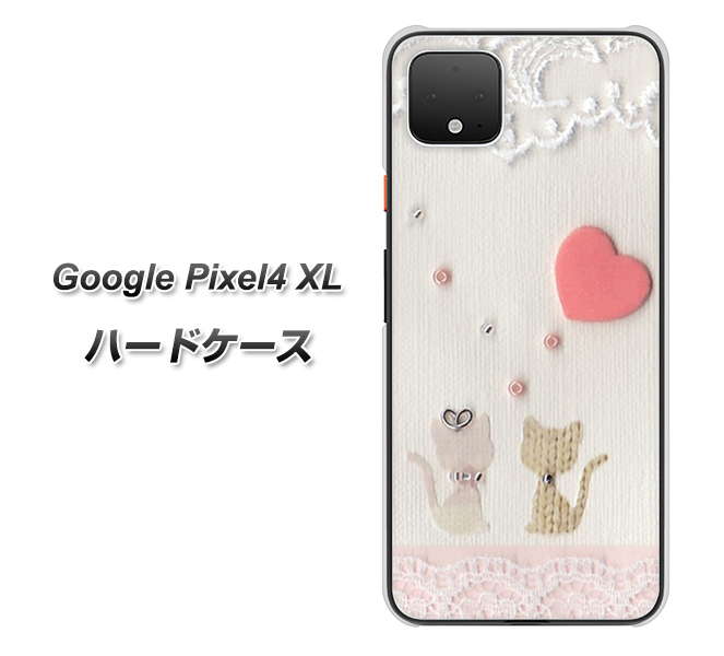 Google Pixel 4 XL 高画質仕上げ 背面印刷 ハードケース【1104 クラフト写真ネコ（ハートM）】