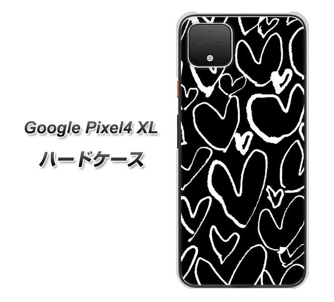Google Pixel 4 XL 高画質仕上げ 背面印刷 ハードケース【1124 ハート BK＆WH】