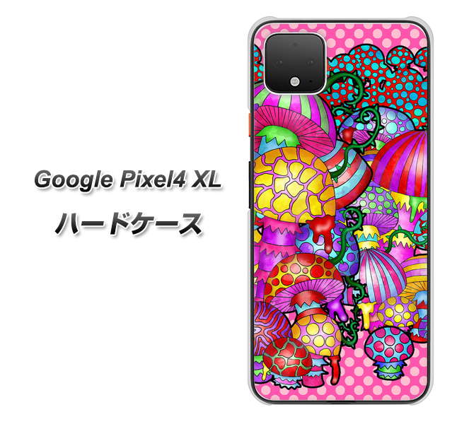 Google Pixel 4 XL 高画質仕上げ 背面印刷 ハードケース【AG806 きのこ（ピンク）】