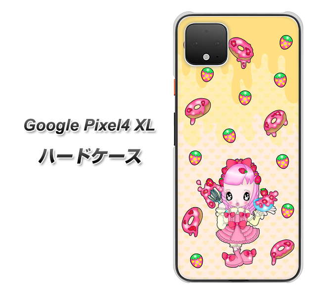 Google Pixel 4 XL 高画質仕上げ 背面印刷 ハードケース【AG815 ストロベリードーナツ（水玉黄）】