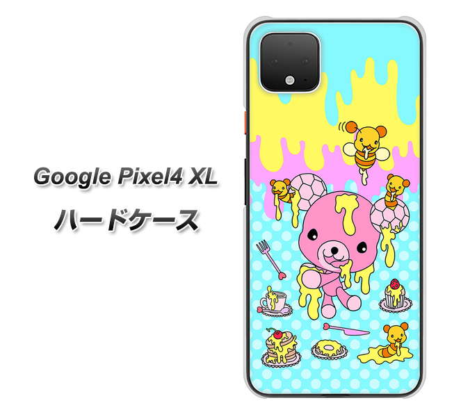 Google Pixel 4 XL 高画質仕上げ 背面印刷 ハードケース【AG821 ハニベア（水玉水色）】