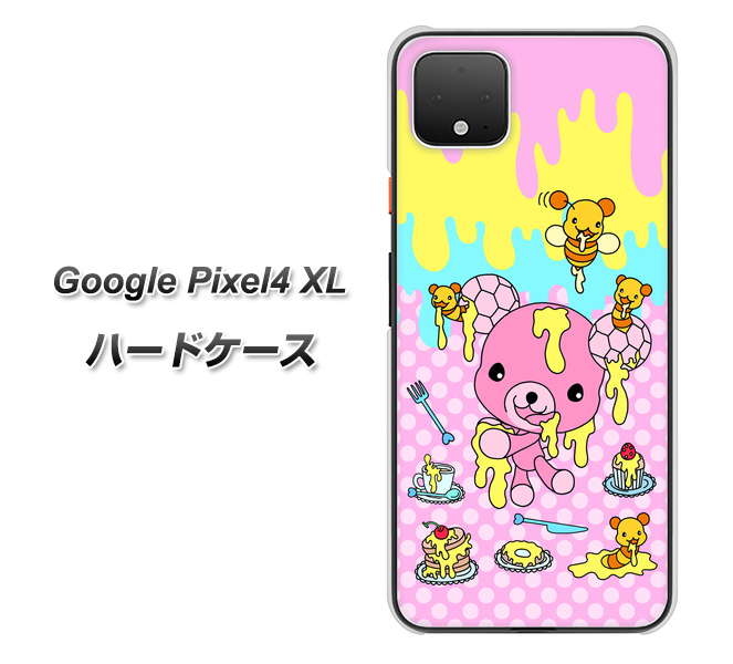 Google Pixel 4 XL 高画質仕上げ 背面印刷 ハードケース【AG822 ハニベア（水玉ピンク）】