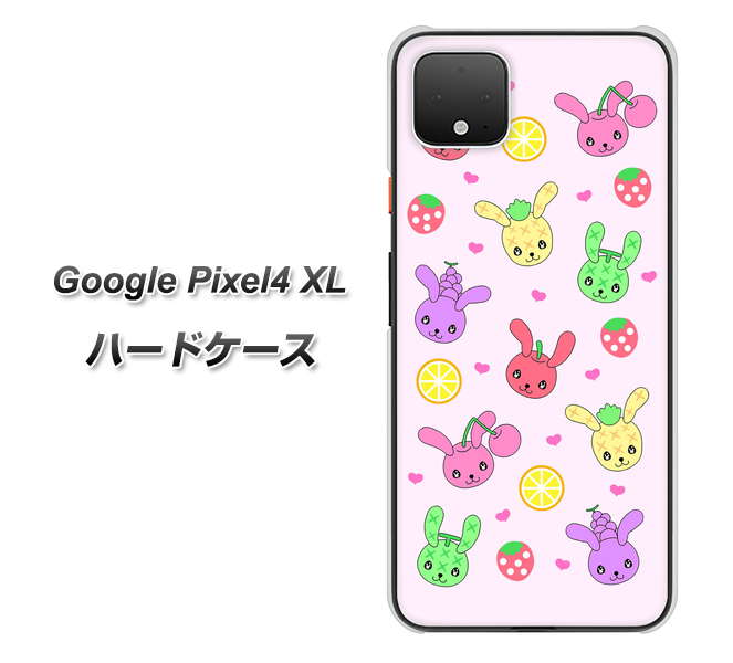 Google Pixel 4 XL 高画質仕上げ 背面印刷 ハードケース【AG825 フルーツうさぎのブルーラビッツ（ピンク）】