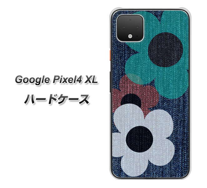 Google Pixel 4 XL 高画質仕上げ 背面印刷 ハードケース【EK869 ルーズフラワーinデニム風】