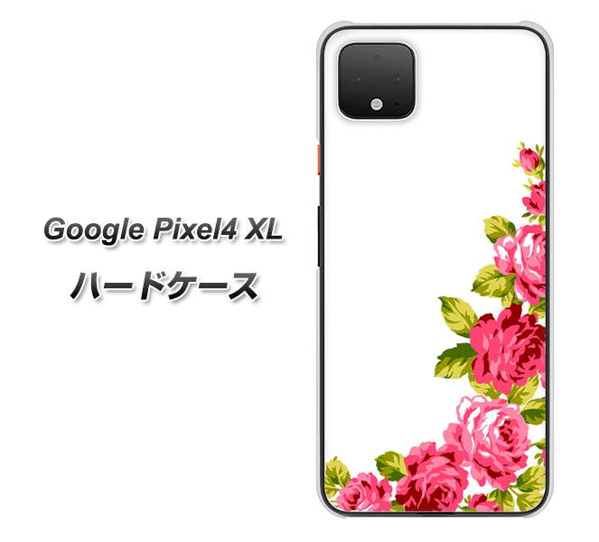 Google Pixel 4 XL 高画質仕上げ 背面印刷 ハードケース【VA825 バラのフレーム(白)】