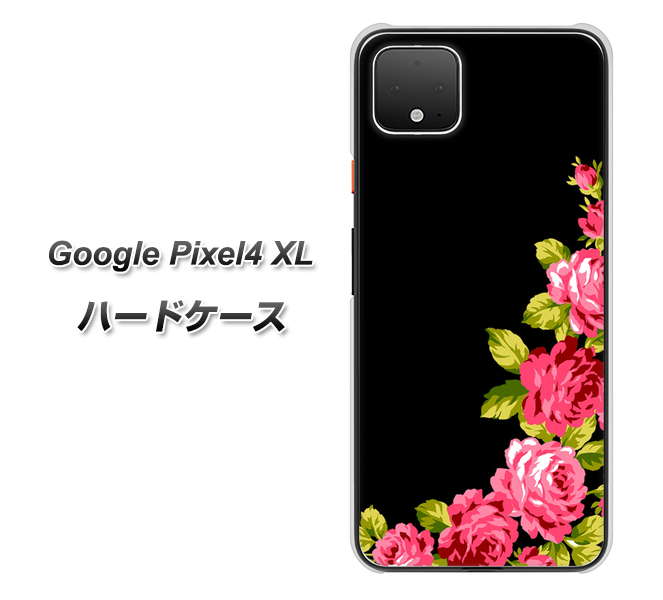 Google Pixel 4 XL 高画質仕上げ 背面印刷 ハードケース【VA826 バラのフレーム(黒)】