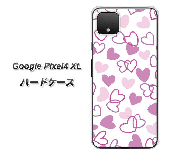 Google Pixel 4 XL 高画質仕上げ 背面印刷 ハードケース【VA928 ハートがいっぱい パープル】