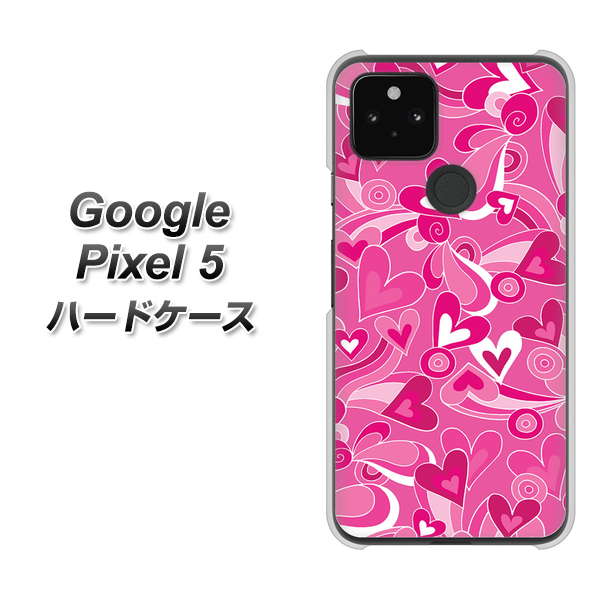 Google Pixel 5 高画質仕上げ 背面印刷 ハードケース【383 ピンクのハート】