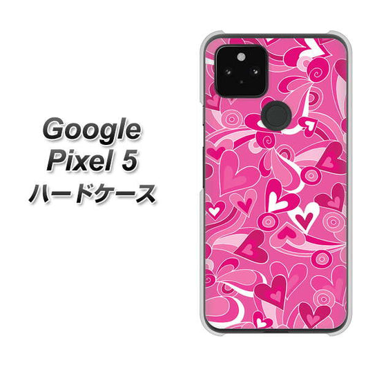 Google Pixel 5 高画質仕上げ 背面印刷 ハードケース【383 ピンクのハート】