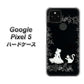 Google Pixel 5 高画質仕上げ 背面印刷 ハードケース【1097 お姫様とネコ（モノトーン）】