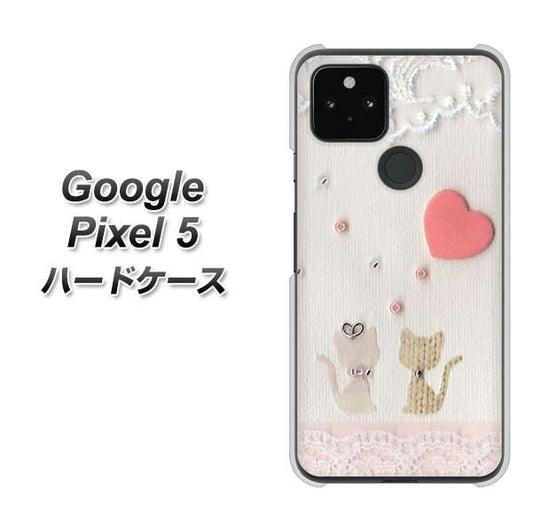 Google Pixel 5 高画質仕上げ 背面印刷 ハードケース【1104 クラフト写真ネコ（ハートM）】