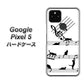 Google Pixel 5 高画質仕上げ 背面印刷 ハードケース【1112 音符とじゃれるネコ2】