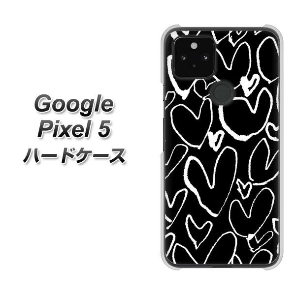 Google Pixel 5 高画質仕上げ 背面印刷 ハードケース【1124 ハート BK＆WH】