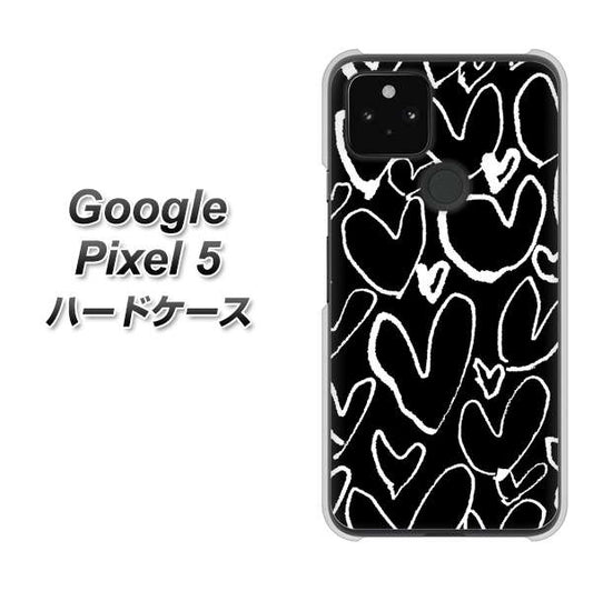 Google Pixel 5 高画質仕上げ 背面印刷 ハードケース【1124 ハート BK＆WH】