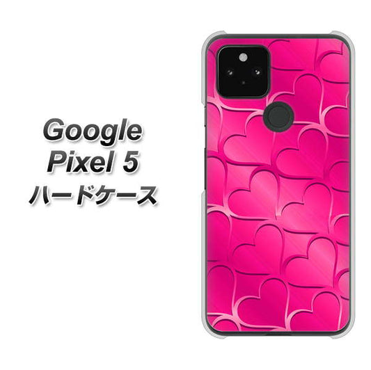 Google Pixel 5 高画質仕上げ 背面印刷 ハードケース【1347 かくれハート（ショッキングピンク）】