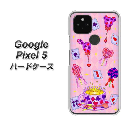 Google Pixel 5 高画質仕上げ 背面印刷 ハードケース【AG817 トランプティー（ピンク）】