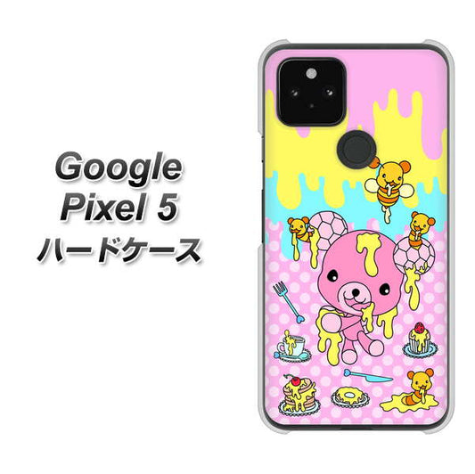 Google Pixel 5 高画質仕上げ 背面印刷 ハードケース【AG822 ハニベア（水玉ピンク）】