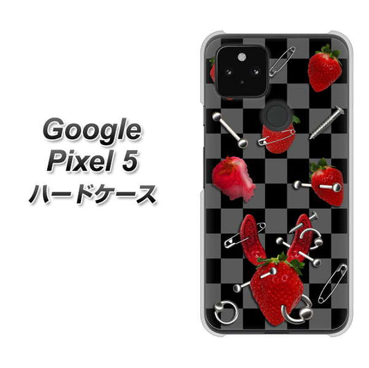 Google Pixel 5 高画質仕上げ 背面印刷 ハードケース【AG833 苺パンク（黒）】