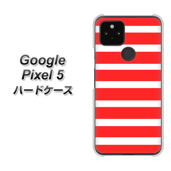 Google Pixel 5 高画質仕上げ 背面印刷 ハードケース【EK881 ボーダーレッド】