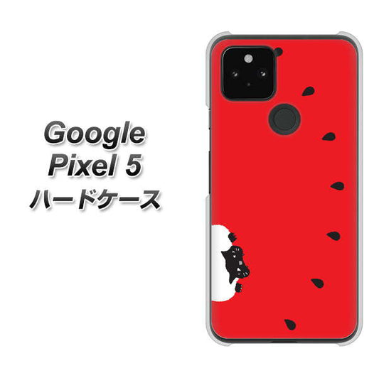 Google Pixel 5 高画質仕上げ 背面印刷 ハードケース【IA812 すいかをかじるネコ】