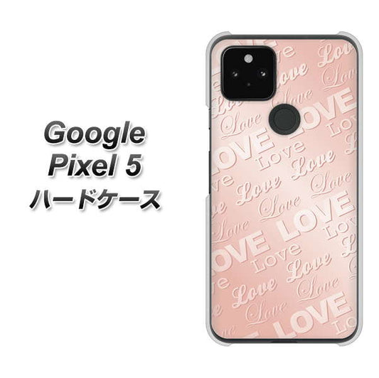 Google Pixel 5 高画質仕上げ 背面印刷 ハードケース【SC841 エンボス風LOVEリンク（ローズピンク）】