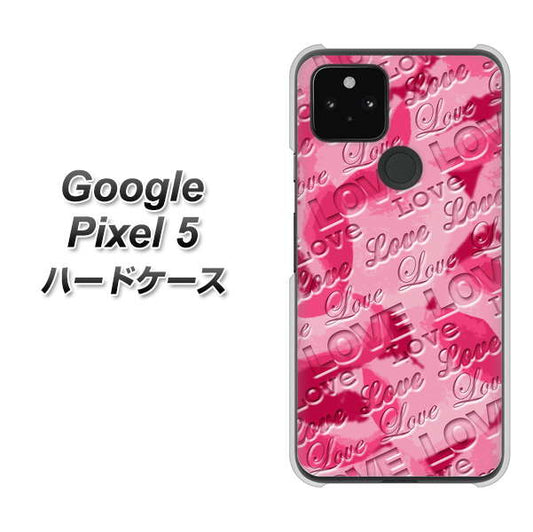 Google Pixel 5 高画質仕上げ 背面印刷 ハードケース【SC845 フラワーヴェルニLOVE濃いピンク（ローズアンディアン）】